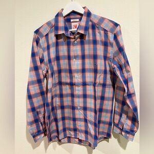 Lacoste L!VE Plaid Button Down Shirt Skinny Fit Men’s Size 42 / M